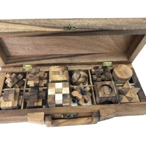 תיבת 12 פאזלים מהודרת - משחקי חשיבה מעץ